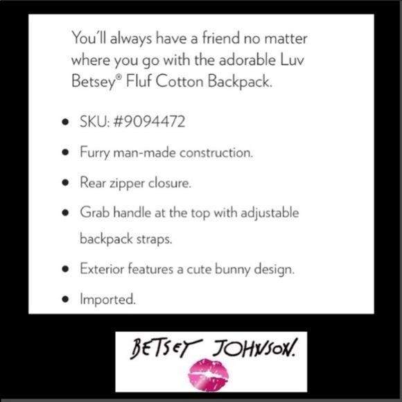 Betsey Johnson Bunny Back Pack - Picture 8 of 9